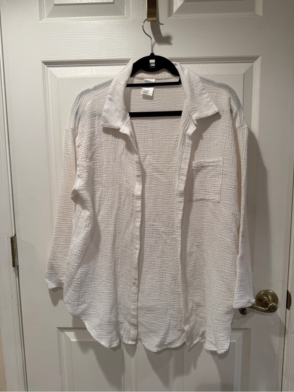 Kona Sol White Cotton Oversized Button Down Shirt